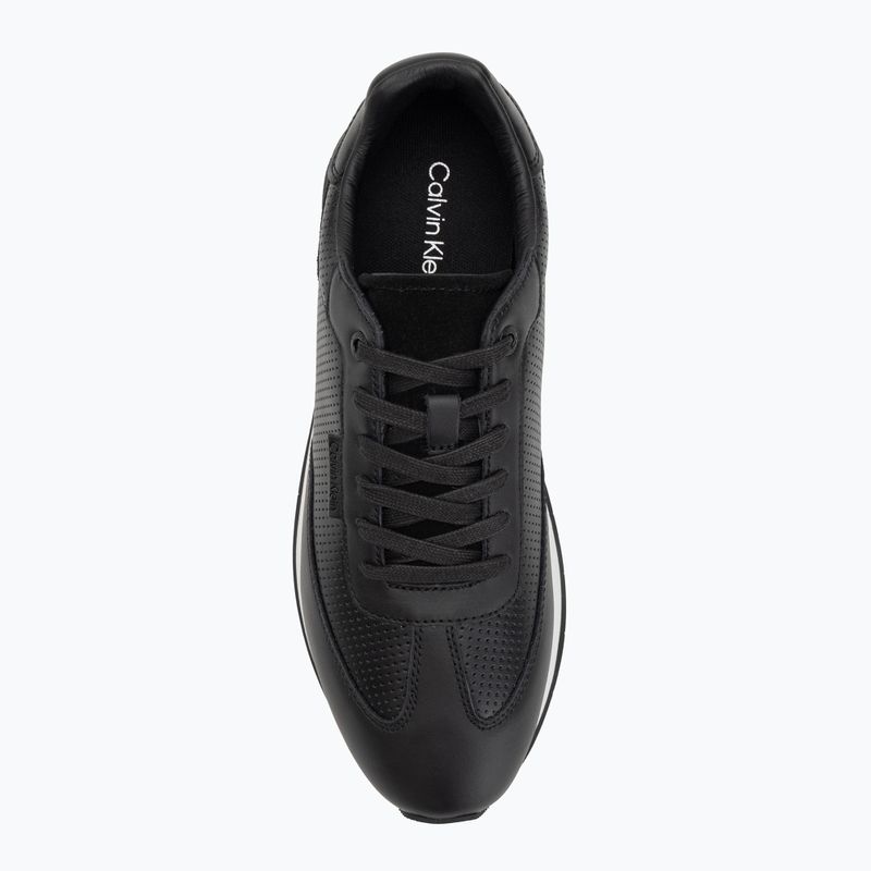 Calvin Klein scarpe da uomo HM0HM01871 Low Prof Runn Laceup Perf Lth Nero/Bianco brillante 5