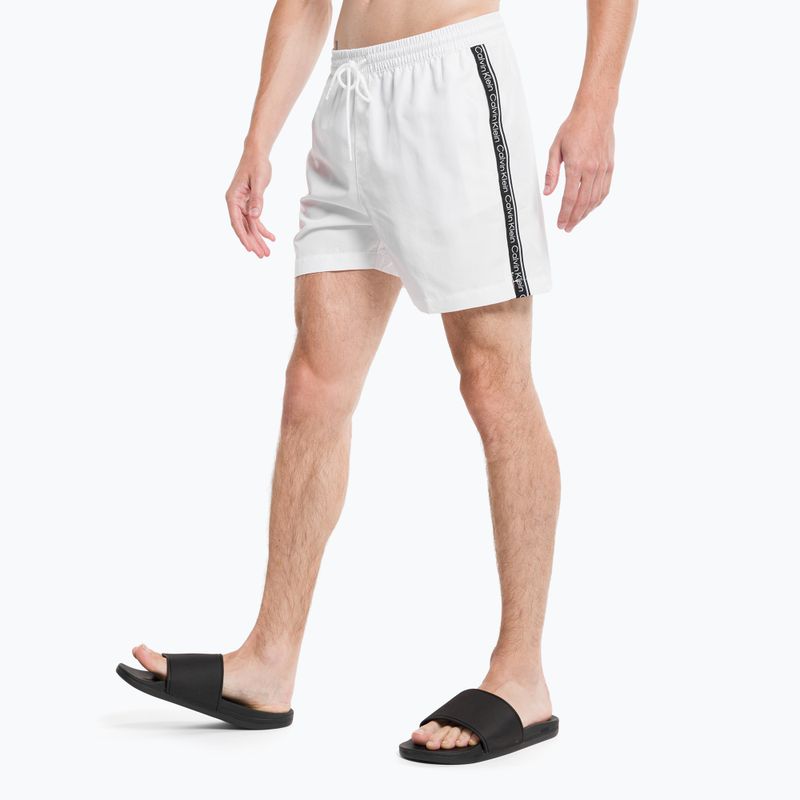 Pantaloncini da bagno Calvin Klein Medium con coulisse da uomo, bianco 3