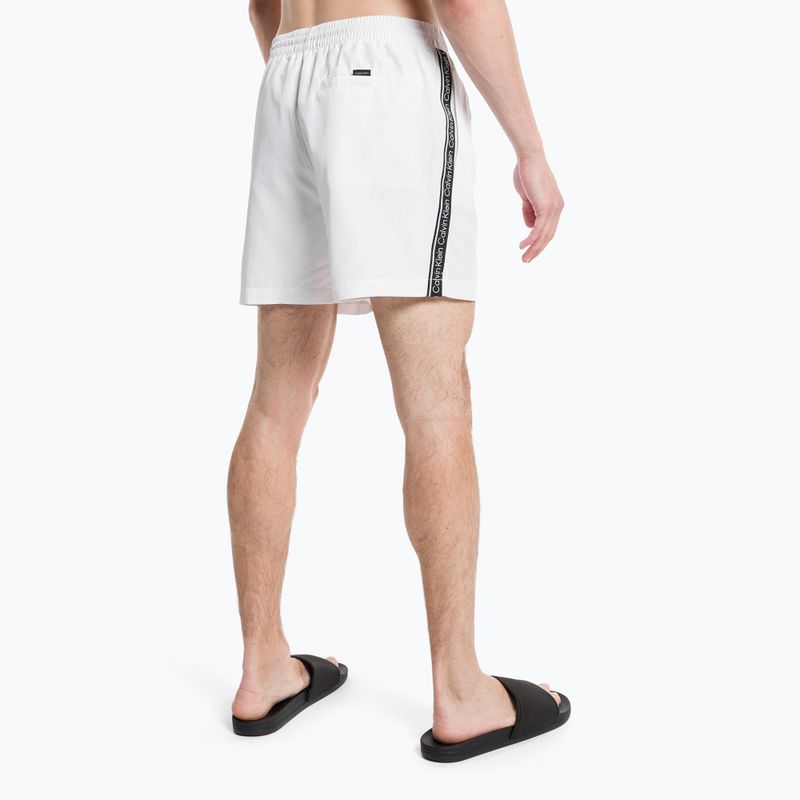 Pantaloncini da bagno Calvin Klein Medium con coulisse da uomo, bianco 5