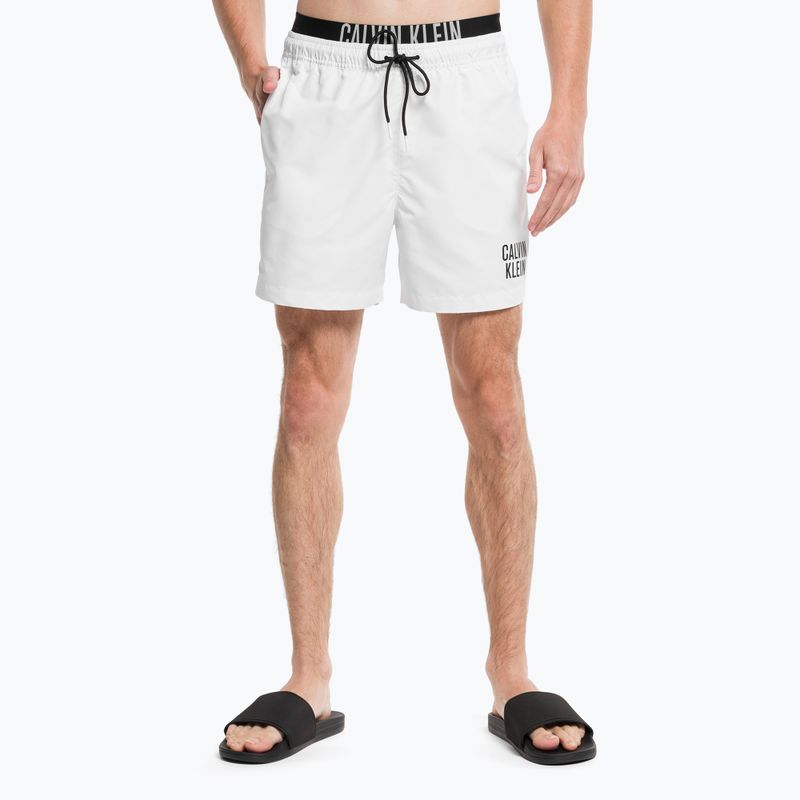 Pantaloncini da bagno Calvin Klein Medium con doppia cintura da uomo, bianco 5
