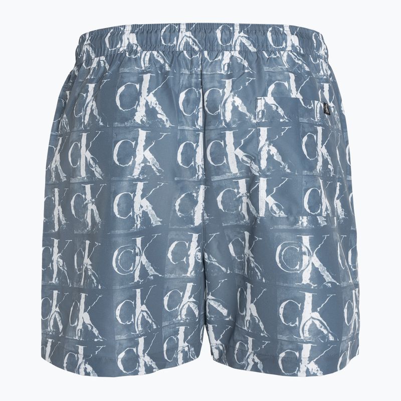 Pantaloncini da bagno Calvin Klein Medium con stampa a coulisse da uomo, blu 2