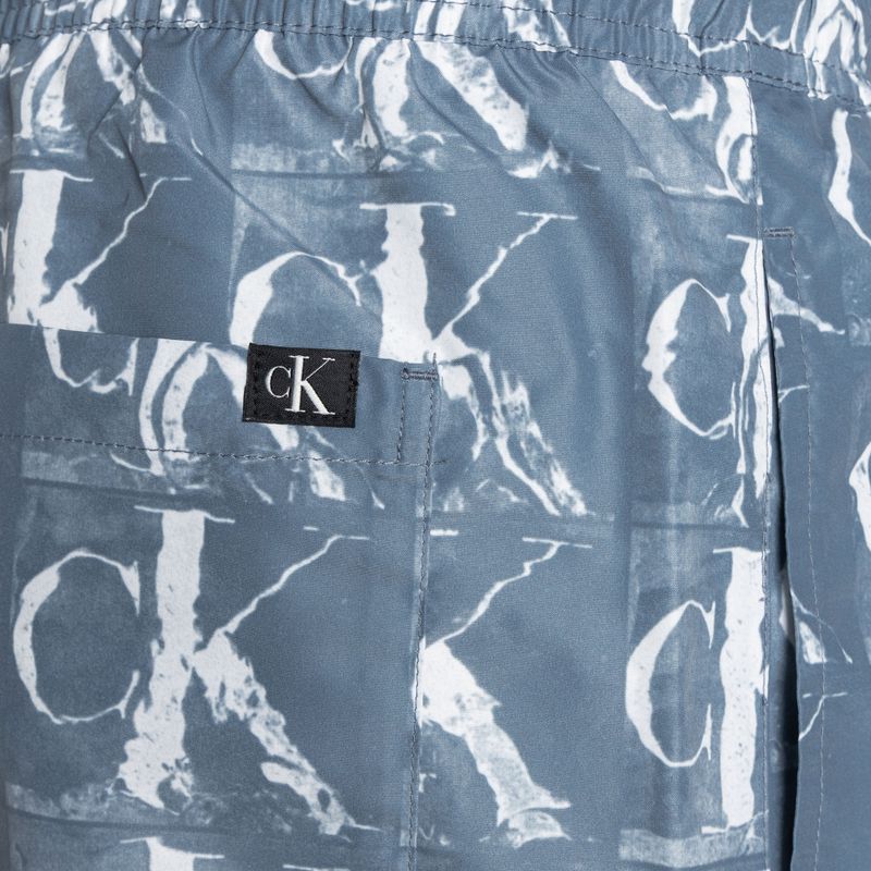 Pantaloncini da bagno Calvin Klein Medium con stampa a coulisse da uomo, blu 4