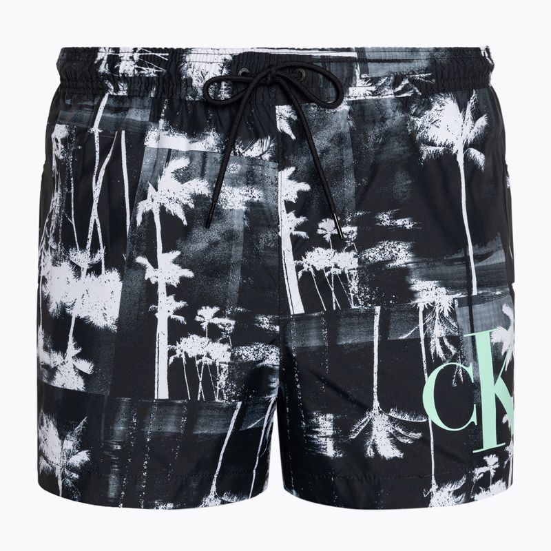 Pantaloncini da bagno Calvin Klein Short Drawstring-Print palm neri da uomo