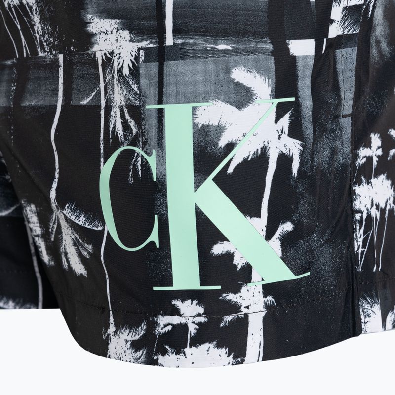 Pantaloncini da bagno Calvin Klein Short Drawstring-Print palm neri da uomo 3