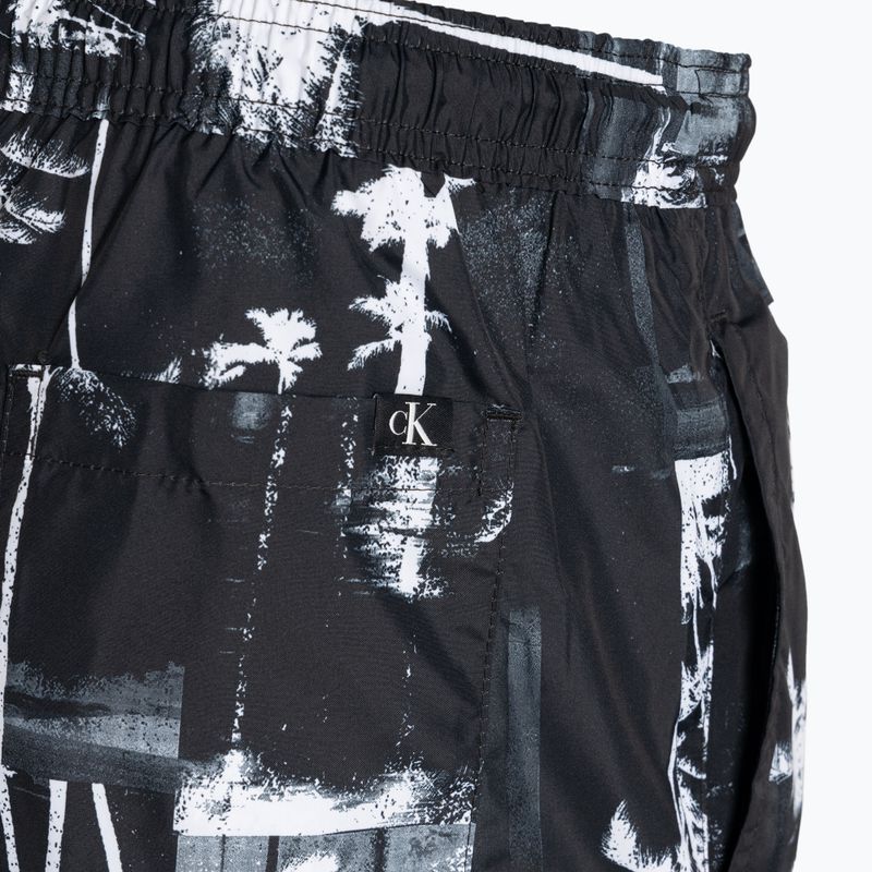 Pantaloncini da bagno Calvin Klein Short Drawstring-Print palm neri da uomo 4