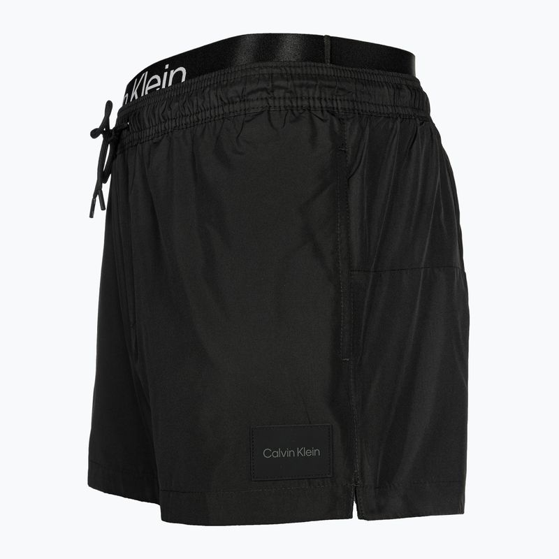 Pantaloncini da bagno corti Calvin Klein da uomo con doppia fascia in vita, nero 3