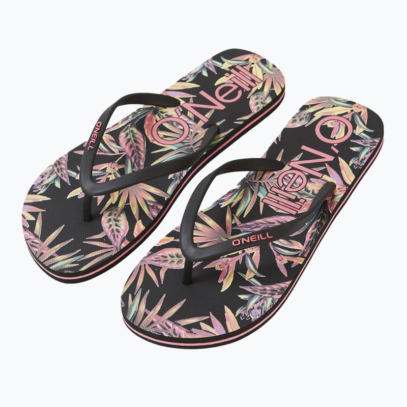Infradito O'Neill Profile Graphic nero a fiori tropicali da donna 9