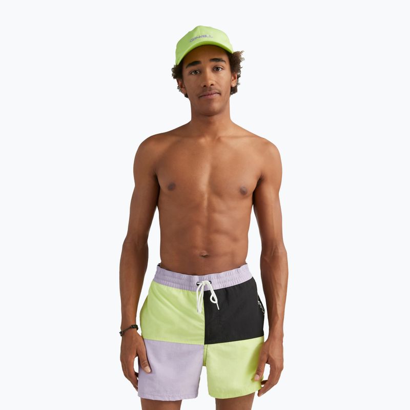 Pantaloncini da bagno da uomo O'Neill Wilder Colorblock 16'' sunny lime color block 3