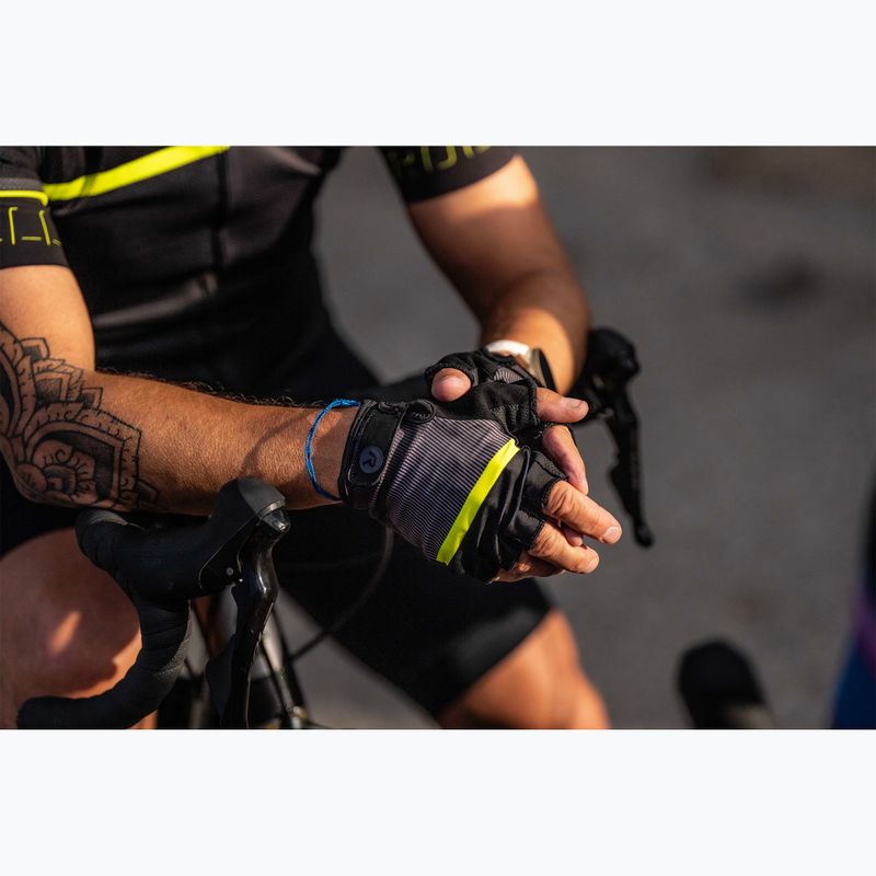 Guanti da ciclismo Rogelli Hero II da uomo nero/fluoro/grigio 3