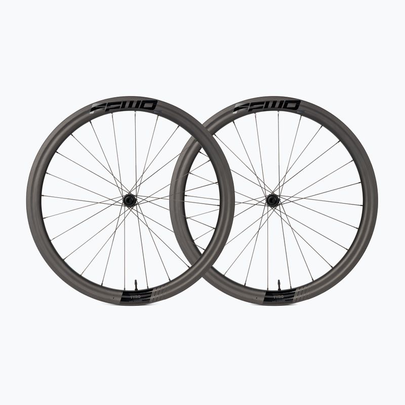 FFWD Carbon Tyro FCC SP 24H/24H DBCL 12 mm TA 11SP Shimano ruote da bicicletta grigie