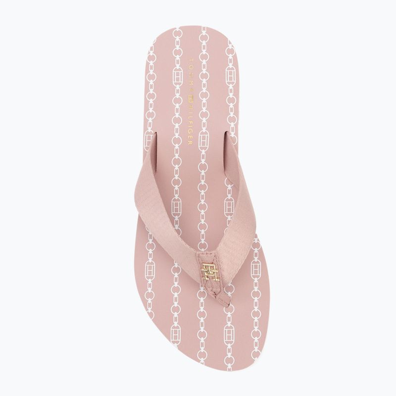 Tommy Hilfiger Donna Im Th Chainprint Midwedge Sandal rosa nebbioso 5