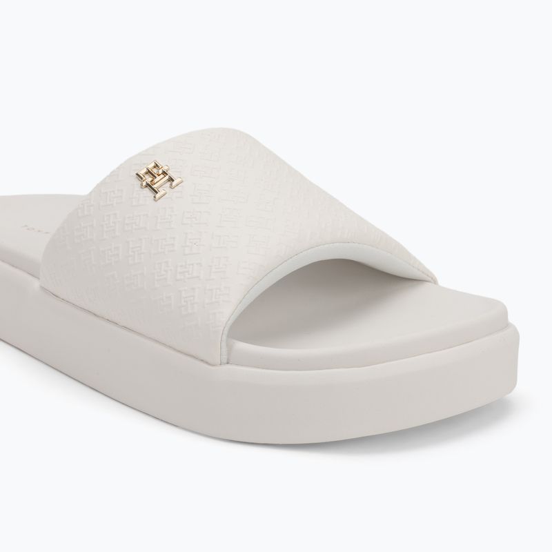 Tommy Hilfiger infradito donna Platform Monogram Poolslide bianco antico 7
