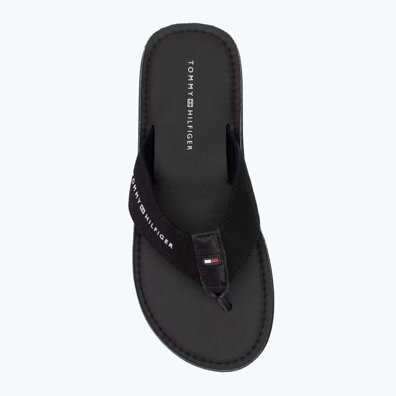 Tommy Hilfiger Uomo Sandalo da spiaggia in pelle nero infradito 5