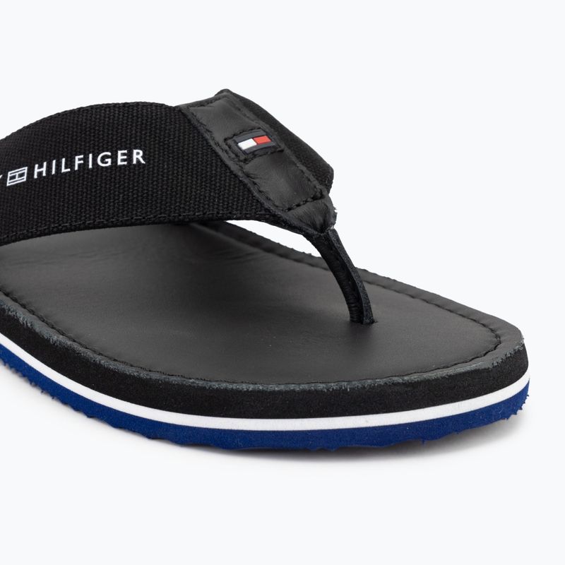 Tommy Hilfiger Uomo Sandalo da spiaggia in pelle nero infradito 7
