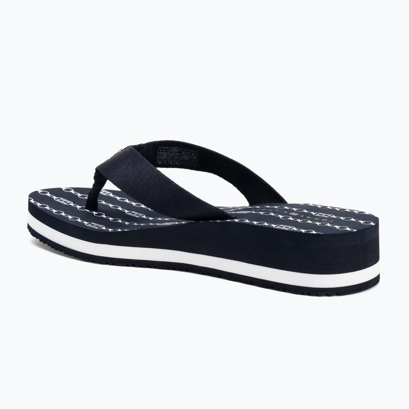 Tommy Hilfiger Donna Im Th Chainprint Midwedge Sandal blu spaziale 3