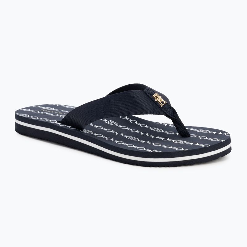Tommy Hilfiger infradito donna Chain Print Beach Sandal spazio blu