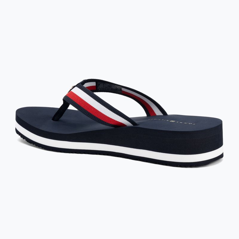 Tommy Hilfiger infradito donna Corp Mid Wedge Beach Sandal blu spaziale 3