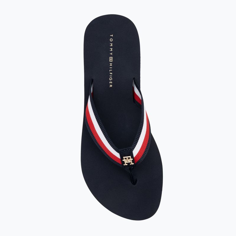 Tommy Hilfiger infradito donna Corp Mid Wedge Beach Sandal blu spaziale 5