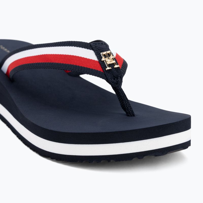 Tommy Hilfiger infradito donna Corp Mid Wedge Beach Sandal blu spaziale 7