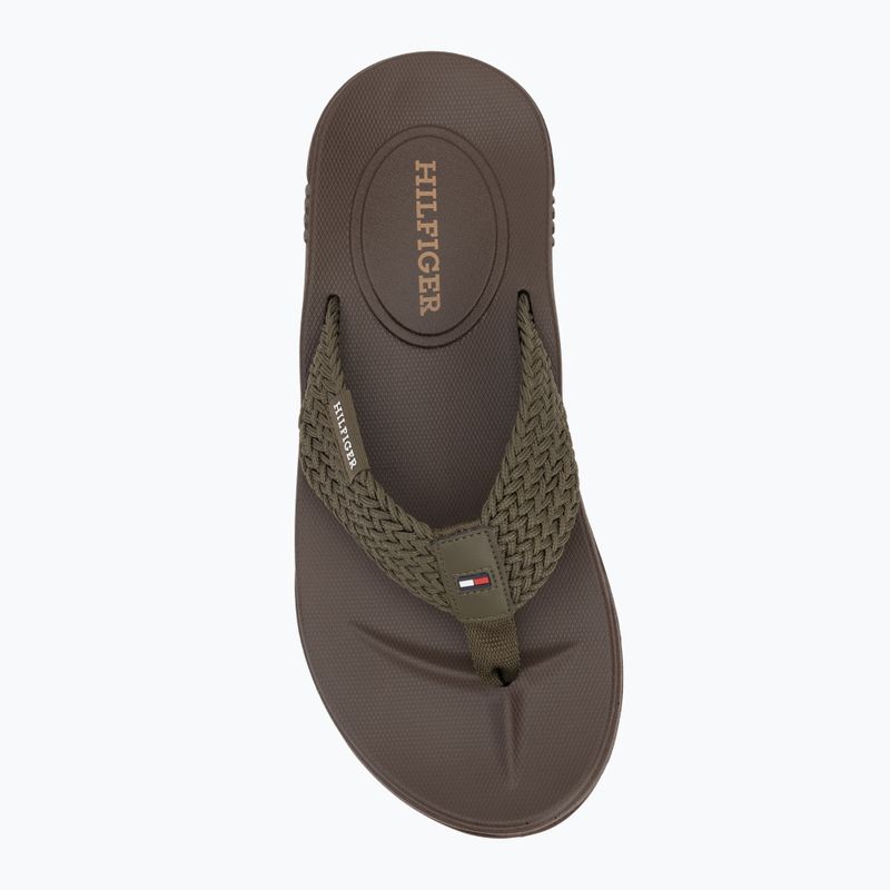 Tommy Hilfiger Uomo Molded Web Beach Flip Flops Sandalo verde militare 5