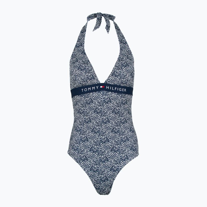 Tommy Hilfiger costume intero donna Halter One Piece Rp Stampa onda illustrata dark night navy