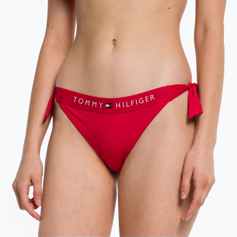 Tommy Hilfiger Costume da bagno sfacciato con laccetti laterali, fondo rosso 4