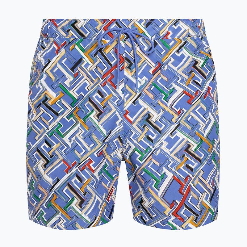 Pantaloncini da bagno Tommy Hilfiger uomo SF Medium Drawstring Print multi monogramma blu incantesimo