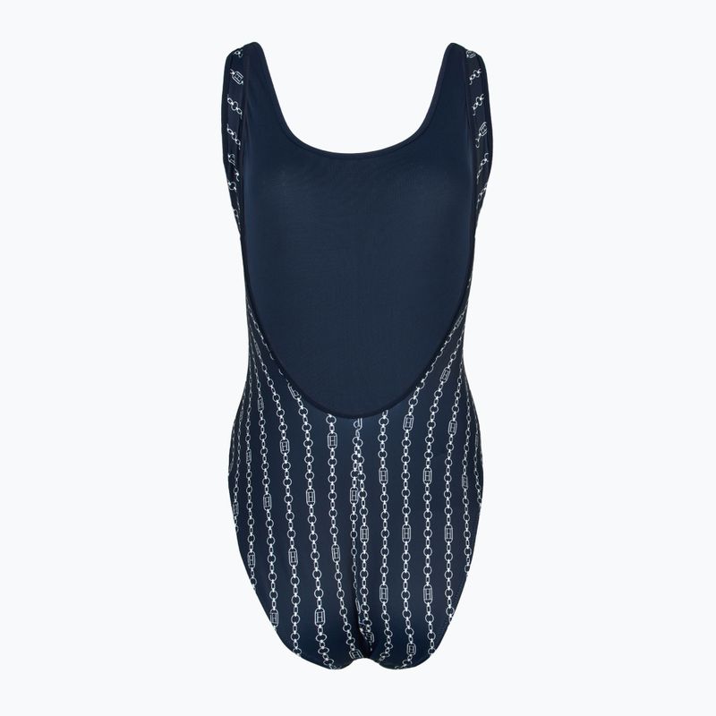 Tommy Hilfiger costume da bagno intero donna One Piece Print (Ext) catena bandiera dark night navy 2
