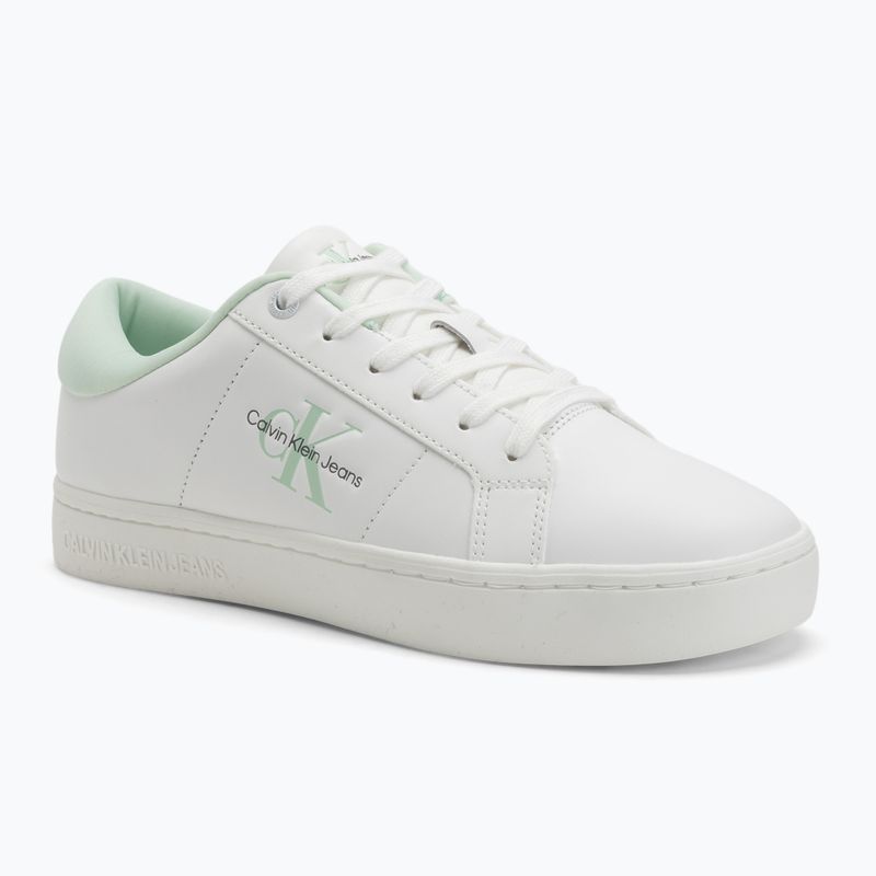 Scarpe Calvin Klein donna YW0YW01444 Classic Cupsole Lowlaceup Lth Wn bianco brillante/luce di giada