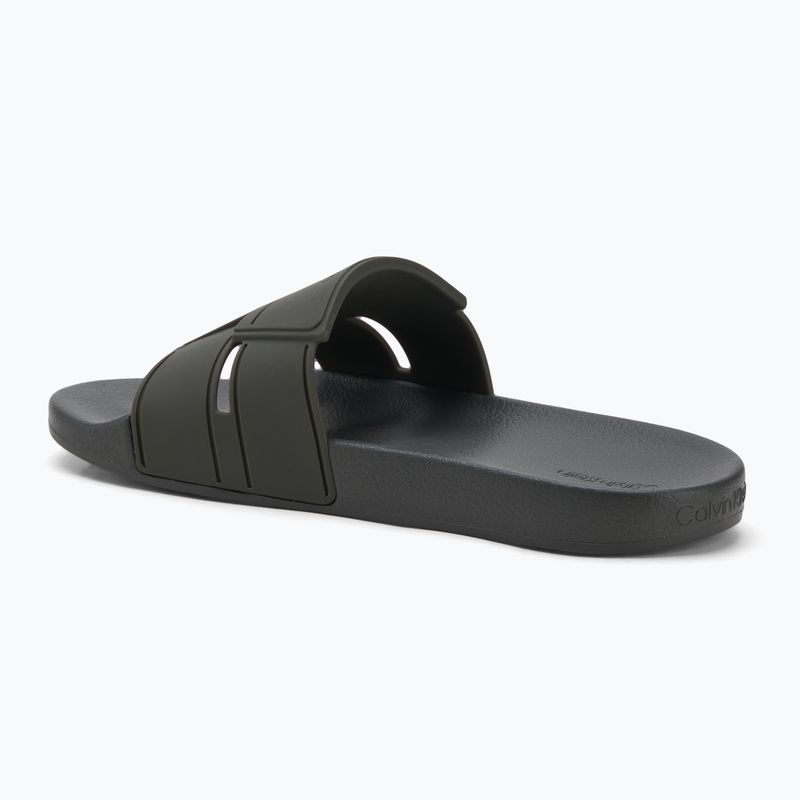 Calvin Klein infradito uomo HM0HM01752 Pool Slide Double T oliva scuro 3