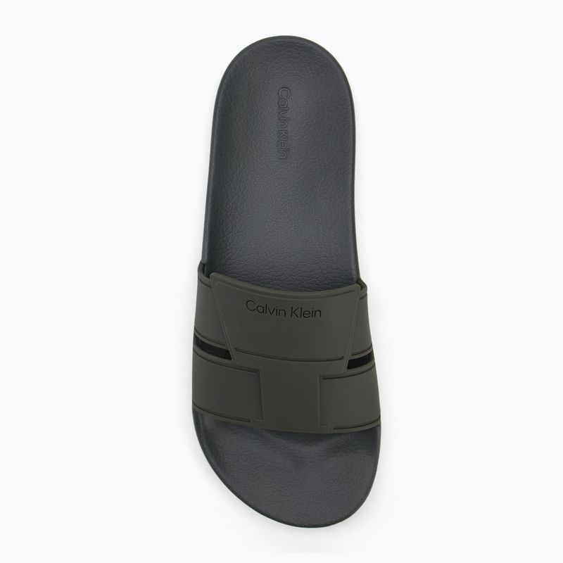 Calvin Klein infradito uomo HM0HM01752 Pool Slide Double T oliva scuro 5