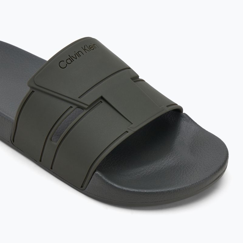 Calvin Klein infradito uomo HM0HM01752 Pool Slide Double T oliva scuro 7