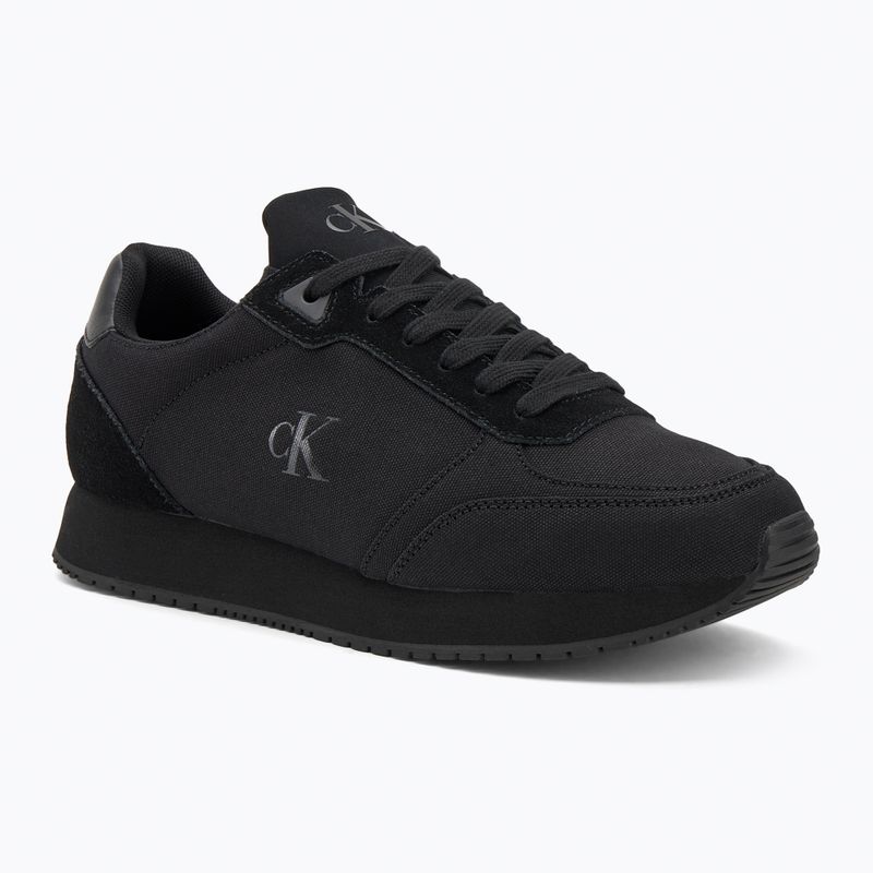 Scarpe da uomo Calvin Klein YM0YM01217 Runner Sock Laceup Mg Canvas triple nero