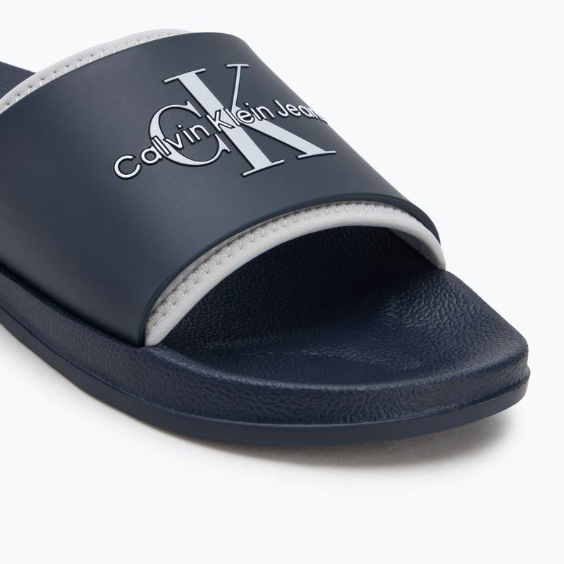 Calvin Klein YM0YM00361 Uomo Slide Rubber Neoprene Monologo navy/oyster mushroom infradito 7