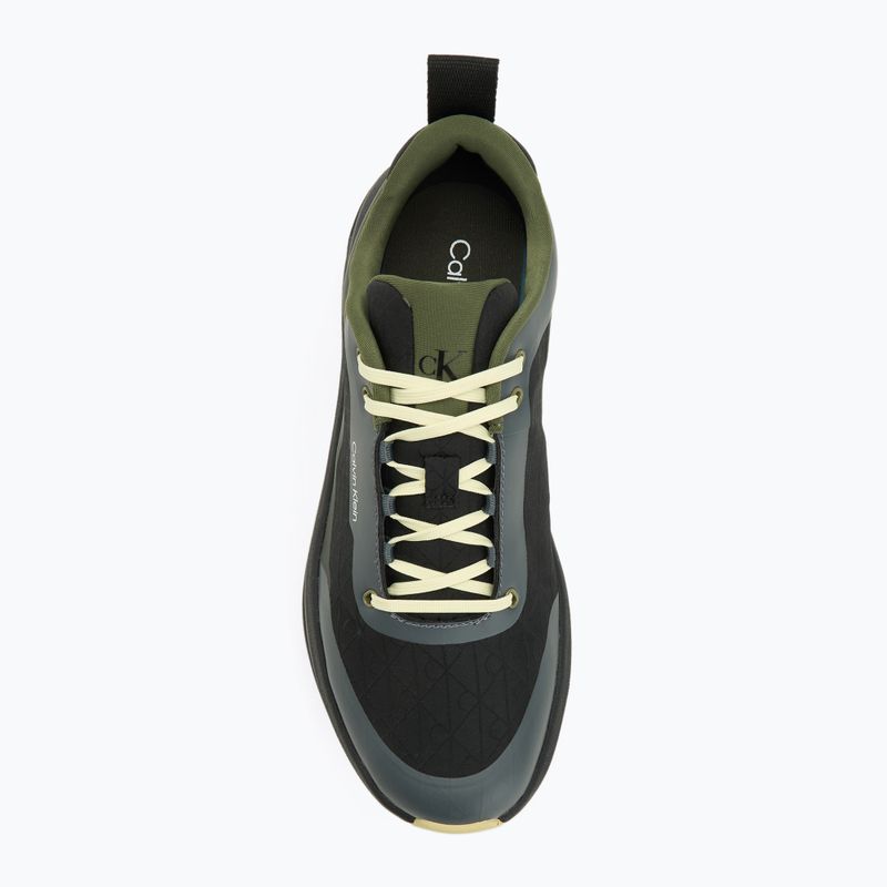 Scarpe da uomo Calvin Klein YM0YM01456 Chunky Runner Lace Up Mix Aop black/medieval forest/coal/lime 5
