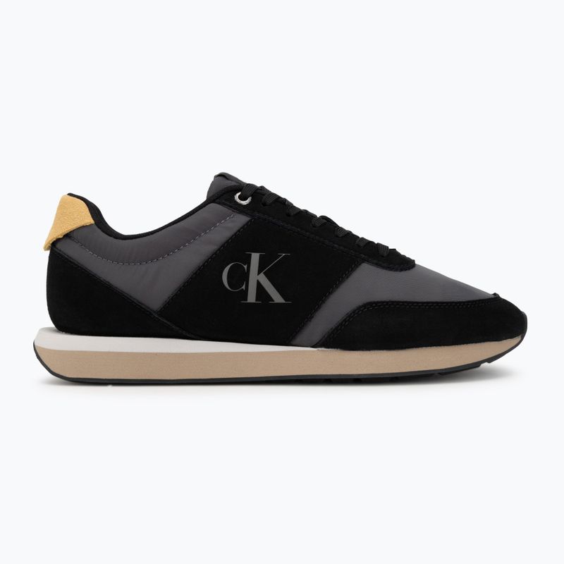 Scarpe da uomo Calvin Klein HM0HM02212 Retro Runner Bans Leather Suede black/iron gate/amber gold 2