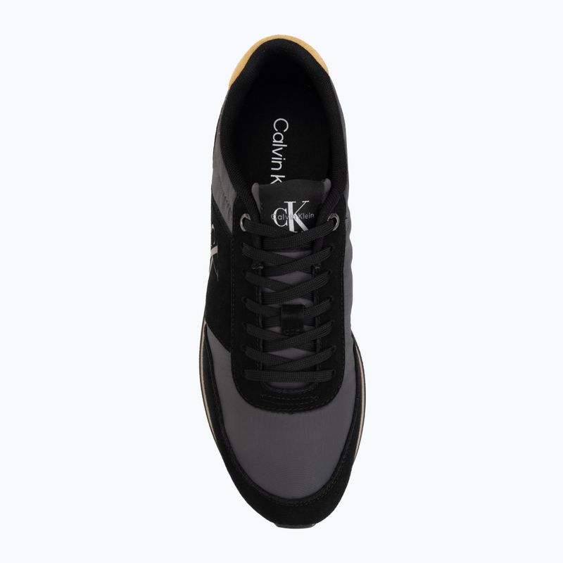 Scarpe da uomo Calvin Klein HM0HM02212 Retro Runner Bans Leather Suede black/iron gate/amber gold 5