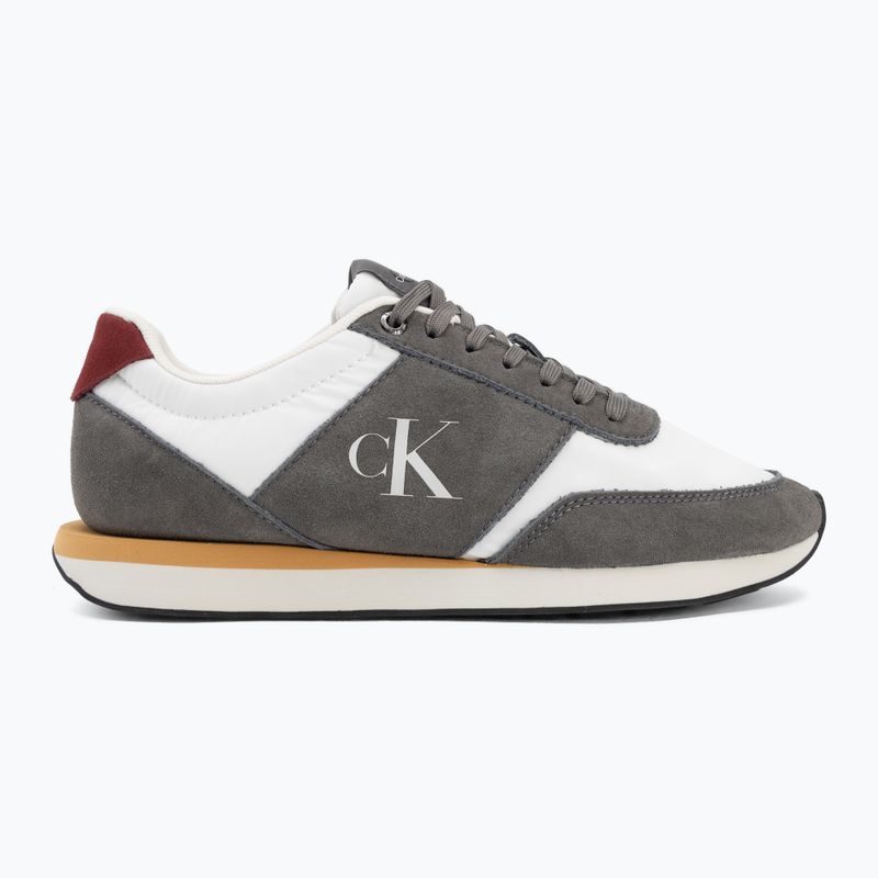 Scarpe da uomo Calvin Klein HM0HM02212 Retro Runner Bans Leather Suede granite gray/white/rhubarb 2