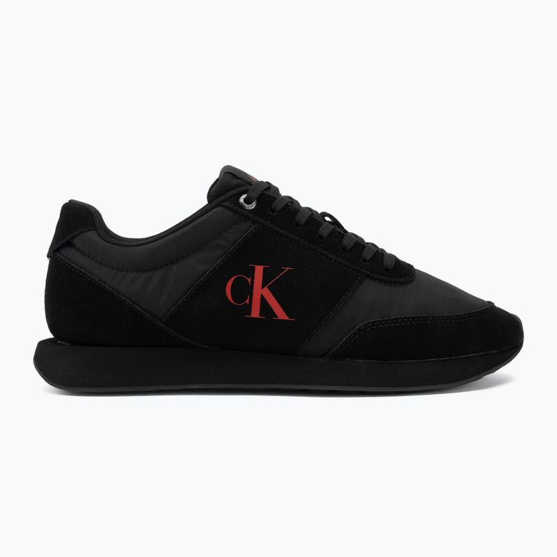 Scarpe da uomo Calvin Klein HM0HM02212 Retro Runner Bans Leather Suede triple black/adrenaline rush 2