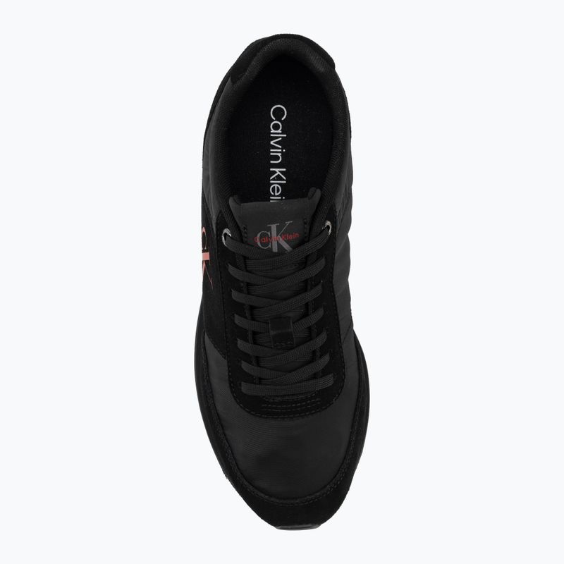 Scarpe da uomo Calvin Klein HM0HM02212 Retro Runner Bans Leather Suede triple black/adrenaline rush 5