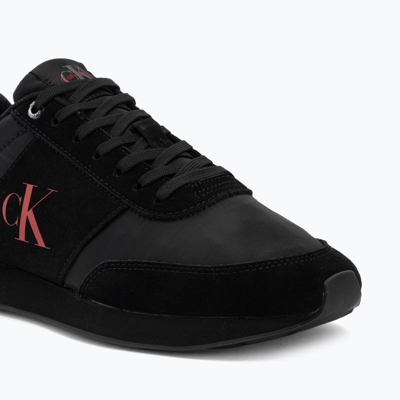 Scarpe da uomo Calvin Klein HM0HM02212 Retro Runner Bans Leather Suede triple black/adrenaline rush 7