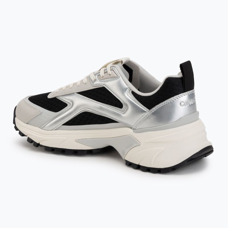 Scarpe da donna Calvin Klein HW0HW03140 Hike Run Stripe Mesh Met black/silver/light grey 3