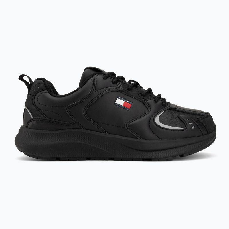 Scarpe da uomo Tommy Jeans Runn Leather triple black 2