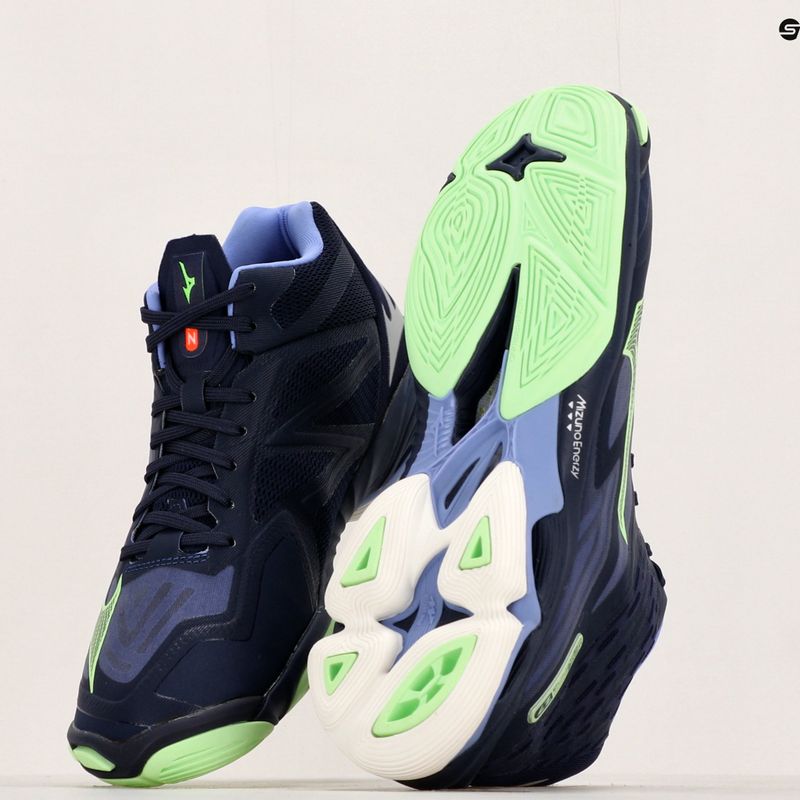 Scarpe da pallavolo da uomo Mizuno Wave Lightning Z7 Mid blu sera/verde tech/lolite 10