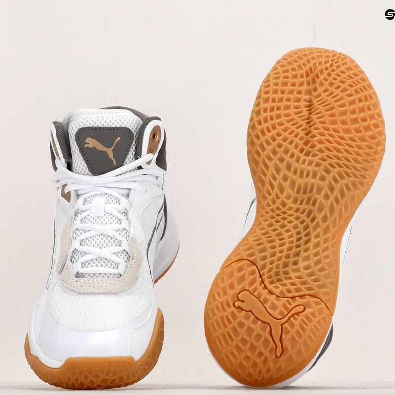 Scarpe da basket da uomo PUMA Playmaker Pro Mid Trofei grigio cenere/ghisa/oro puma 16