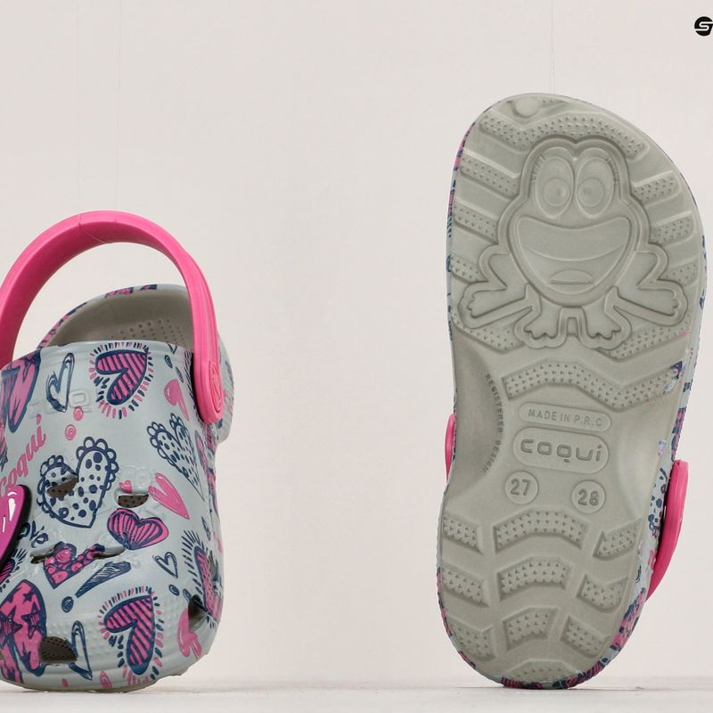 Infradito per bambini Coqui Little Frog mid.grey/fuchsia love/amuleto 14