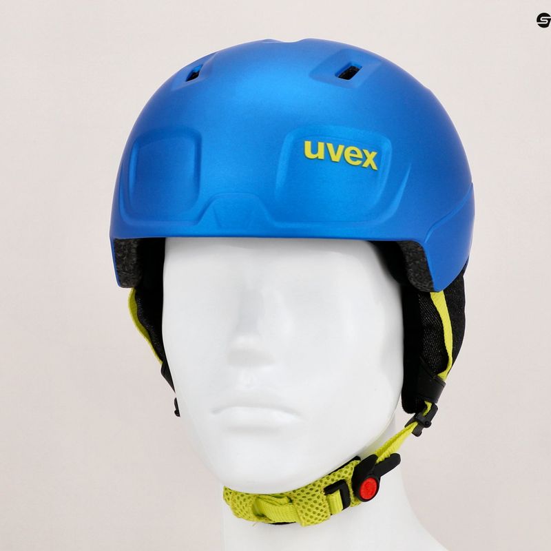 Casco da sci per bambini UVEX Manic Pro blu/lime opaco 9