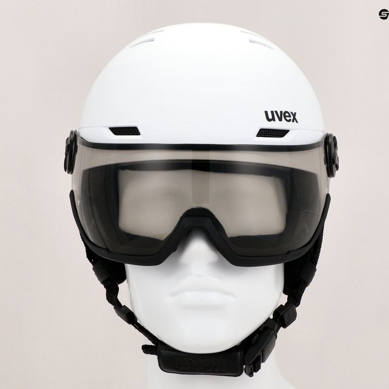 Casco da sci UVEX Wanted Visor Pro V bianco opaco/variomatc fumo 12