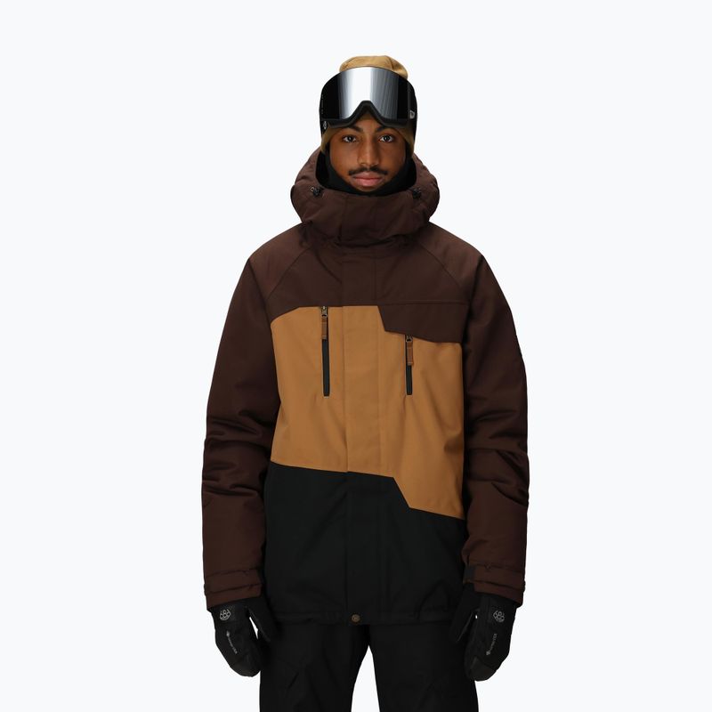 Giacca da snowboard uomo 686 Geo Insulated coffee colorblock