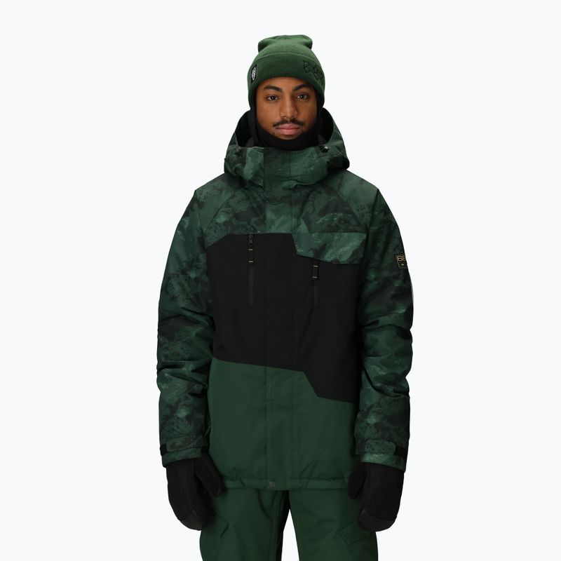 Giacca da snowboard uomo 686 Geo Insulated moss green colorblock